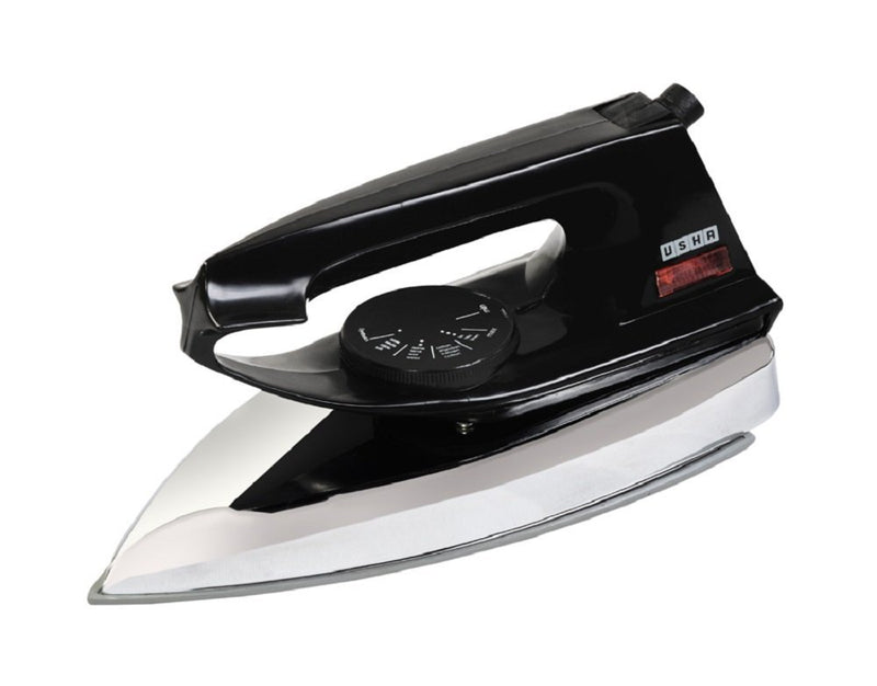 Usha 2802 1000Watt Dry Iron with Metal Body | Single Coat Black Non Stick Soleplate for longer durability | Thermal Safety Fuse | 180° Swivel Cord | 2 Years Warranty | (White)