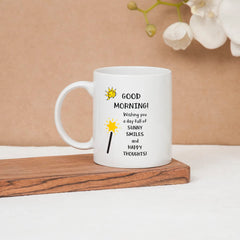 Clay Craft Ceramic Cc Mm1 Swiss Rez1 Microwave Safe Coffee Mug with Good Morning Quote, 300 ML