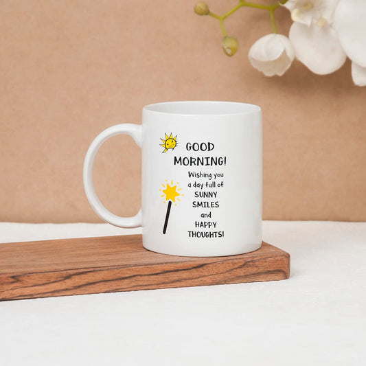 Clay Craft Ceramic Cc Mm1 Swiss Rez1 Microwave Safe Coffee Mug with Good Morning Quote, 300 ML