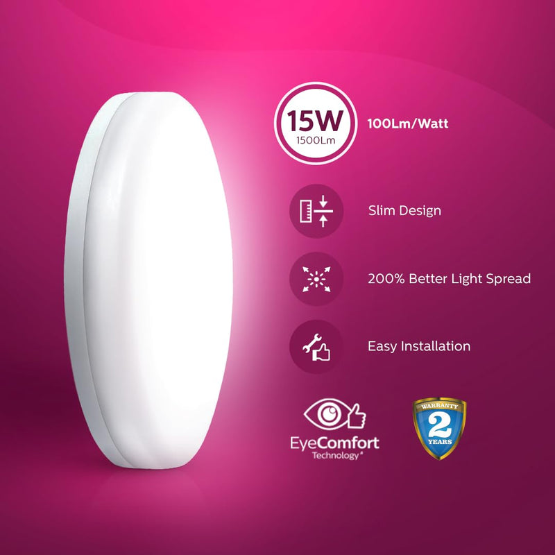 Philips Rimless Full Glow 15-watt Round LED Surface Downlighter