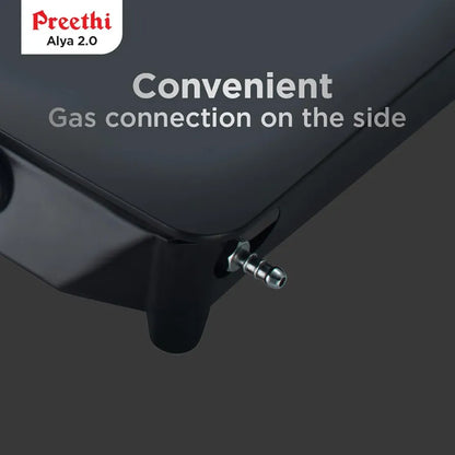 Preethi Alya 2 Burner Glass Top Gas Stove | 5-Year Warranty on Glass & Burners | ISI Certified