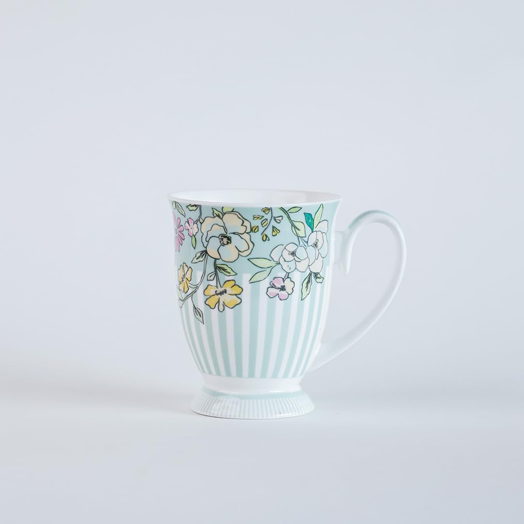 Magique by The Wishing Chair x ClayCraft : Trellis Happy Days Ceramic Coffee Mug – 300 ml | Handcrafted Floral Cup | Elegant Lightweight Coffee Mug | Microwave & Dishwasher Safe | Tea Mug
