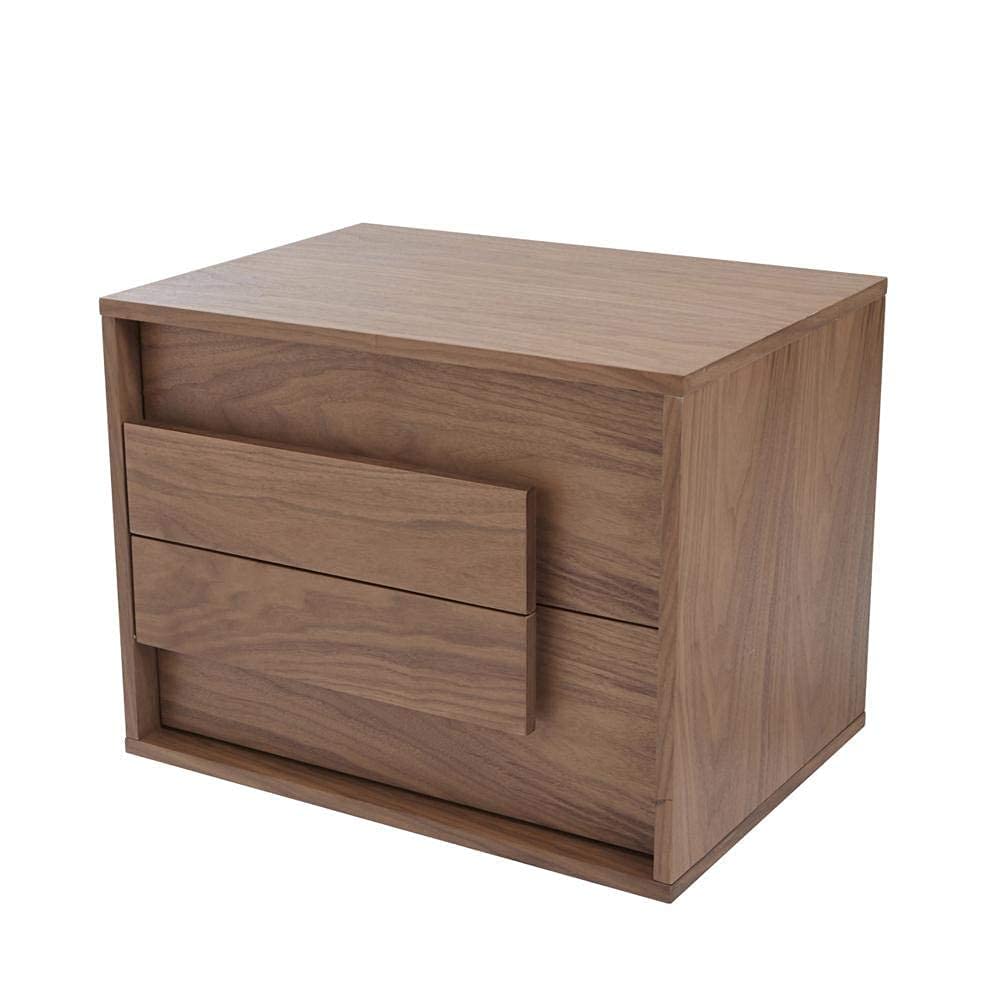 Nightstand End Table Bedside Small Dresser Storage Organizer Unit for Bedroom, Nursery, Wood top, Walnut Brown/