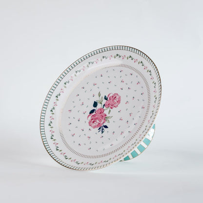 Magique by The Wishing Chair x ClayCraft : Portrait of a Rose Ceramic Cake Stand | 10 Inch Floral Pedestal for Cakes Cupcakes Desserts | Elegant Serving Stand for Parties Weddings Home