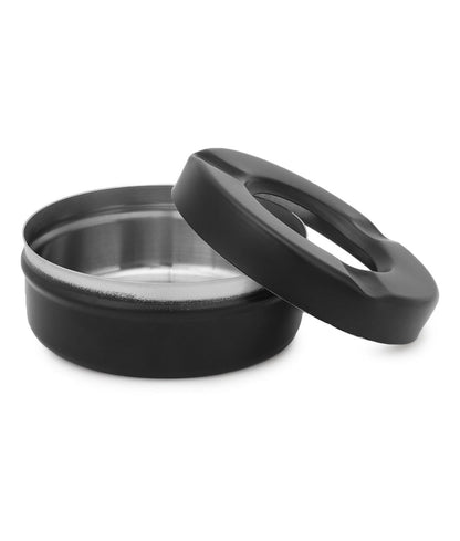 Dynore Stainless Steel Black Lid Cigarette Ash Holder Tray for Home, Office and Bar Set Of -1