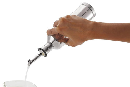 Dynore Stainless Steel Slim Fit Oil Dispenser 300 ml With Pourer With SS Flip Lid Non-Drip Design Ideal For Olive Oil, Vinegar and Soy Sauce