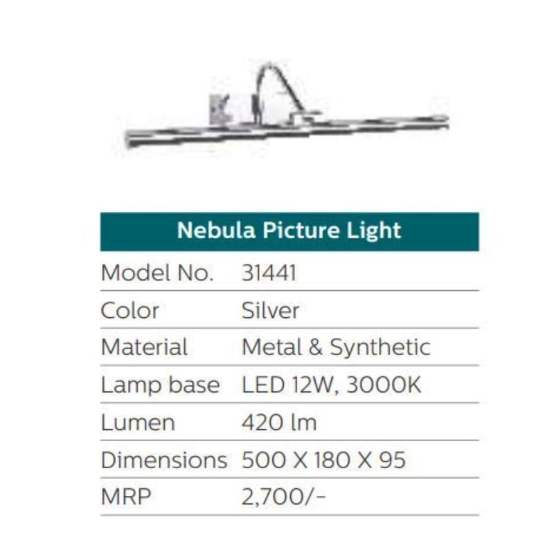 Philips LED Nebula Picture Light, Chrome (Warm White/Yellow) 31441