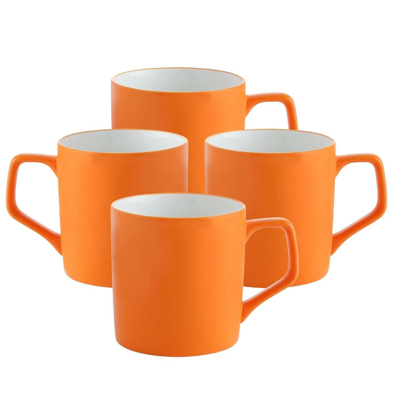 Clay Craft Fine Ceramic Solid Orange and Green Coffee Mugs Set of 4 Perfect for Your Modern Kitchen and for Gifting Purpose