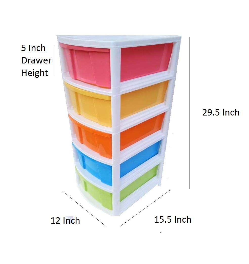 ARISTO Multipurpose Rectangular 5 Drawer Plastic Modular Chest Storage Organizer (Multicolor, Standard, 36.5 x 31 x 40.3 cm)