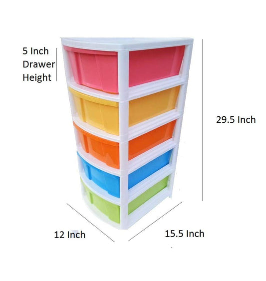 ARISTO Multipurpose Rectangular 5 Drawer Plastic Modular Chest Storage Organizer (Multicolor, Standard, 36.5 x 31 x 40.3 cm)