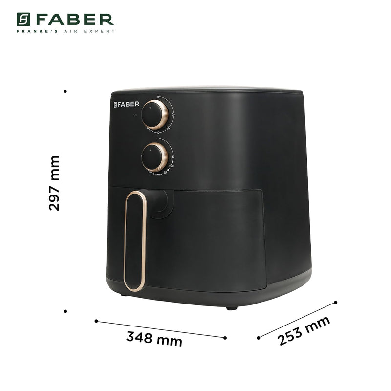 Faber 6 liter 1500W Air Fryer|Fry, Bake, Roast, Toast, Defrost, Grill & Reheat|360° Rapid Air Cooking, 85% Less Oil|Temp