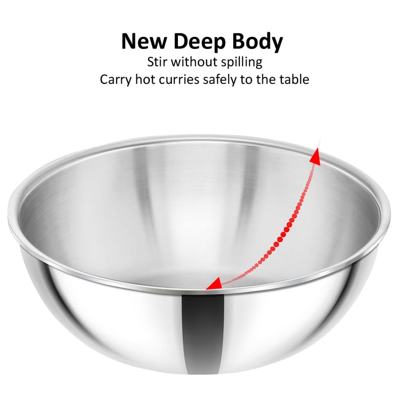 Hawkins 2.5 Litre Metro Kadhai, Triply Stainless Steel Induction Tasla, Silver (SSTA25)