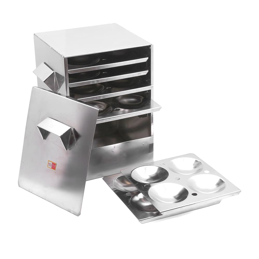 KCL Stainless Steel - Trivia Idly Cooker | Restaurant Type Square Shape Idli Steamer For Home | 6 Plates Idli Steamer Set | Gas Stove & Induction Compactible | Makes Soft & Fluffy Idli