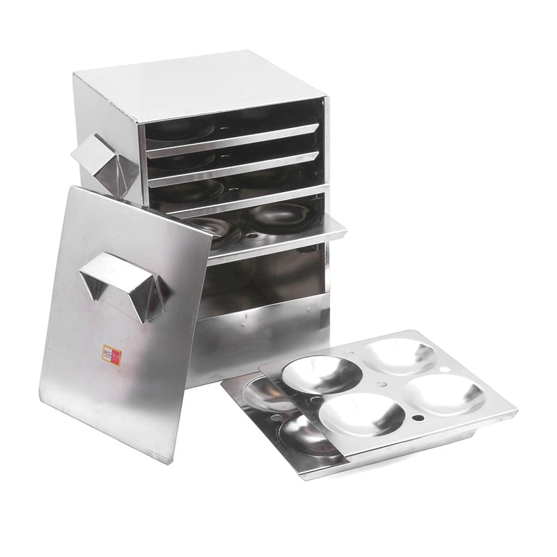 KCL Stainless Steel - Trivia Idly Cooker | Restaurant Type Square Shape Idli Steamer For Home | 6 Plates Idli Steamer Set | Gas Stove & Induction Compactible | Makes Soft & Fluffy Idli