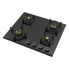 KAFF | ASHFORD Built-in Hob 4 Burners | Auto Electric Ignition Glass Top, 60 CM | Full Brass Burners with Flame Failure Device | 8 MM Thick Toughened Glass Black | ASF604