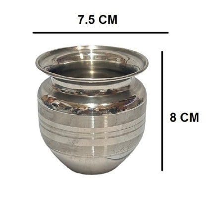 Dynore Stainless Steel Silver Kalash/Pooja Kalash/Small Lota for Home/Puja Lota 230 ml- Set of 6