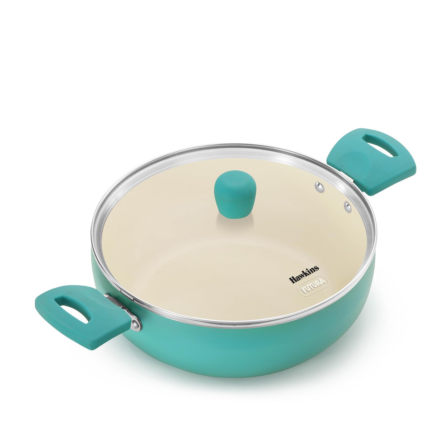 Hawkins 1.25 Litre Casserole, Aqua Baby Casserole with Glass Lid, Aqua Blue (UBC125G)