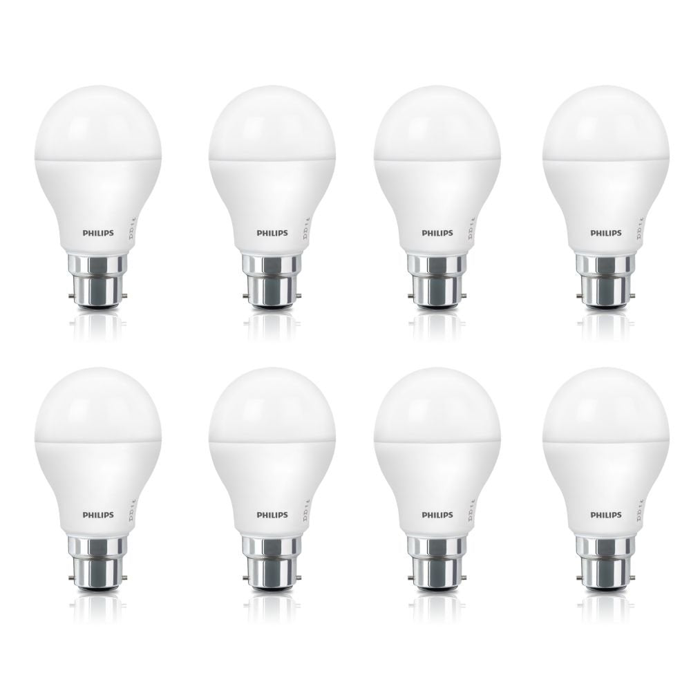 Philips Ace Saver Base B22 7-Watt LED Bulb (Pack of 8, Cool Day Light)