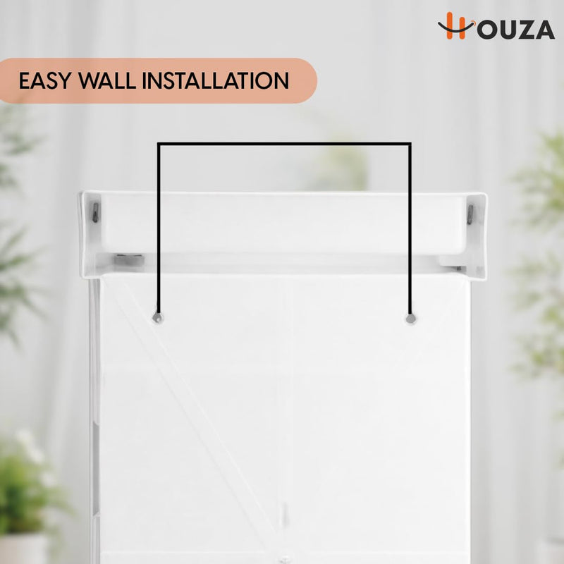 HOUZA Premium Look Plastic Wall Mounted Bathroom Mirror Cabinet with Storage | Waterproof Storage Organizer with Shelves | Bathroom Accessories (White)