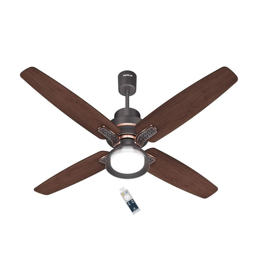 Havells 1320mm Albus Underlight Smartsense BLDC+ Ceiling Fan | Remote Controlled, High Air Delivery Fan | 5 Star Rated, Upto 60% Energy Saving, 2 Year Warranty | (Pack of 1, Smoke Brown Wood)