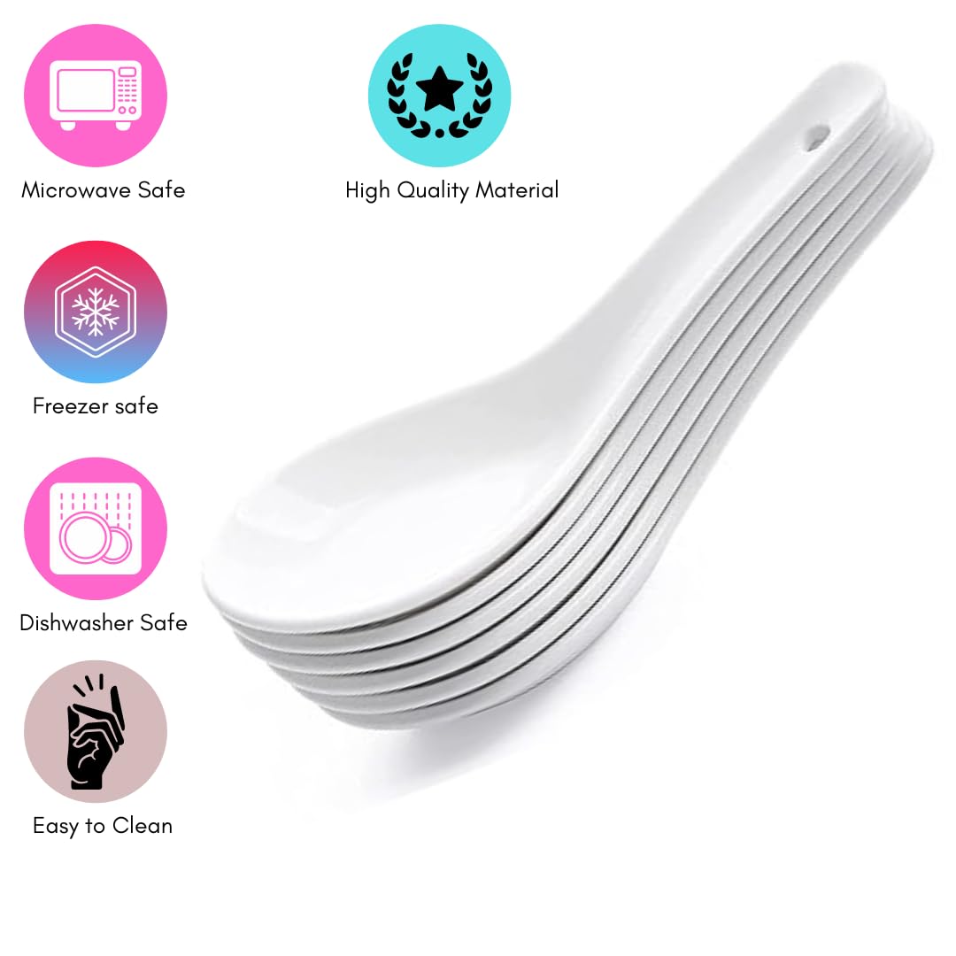 Clay Craft Basics - Ceramic Soup Spoon, Plain White, 4 Pieces, (Soup Spoon), Microwave Safe, Food Grade