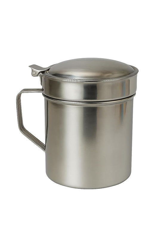 Dynore Stainless Steel Oil Strainer/Drip Pot/Grease Can - Cooking Grease Container, Reuse Oil Storage (Best Oil Saver) Can Container with Removable Filter Anti-Scalding Handheld - Set of 1 Pcs