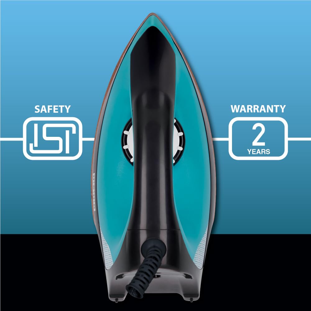 USHA Avenger 1.5 KG Heavy Weight Dry Iron| 1100W| Non-stick Coated Sole Plate For Easy Gliding & Long Life| 1.8 m Long Cord| Dual Layer Safety | 2 Year Warranty