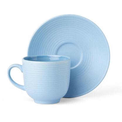 Clay Craft Fine Ceramic Horizon Blue Cups & Saucer, Set of 12, Cups for Tea & Coffee, Gift Set, Elegant Design for Home and Kitchen and Can Be Gifted to Your Loved Ones On Any Occassions
