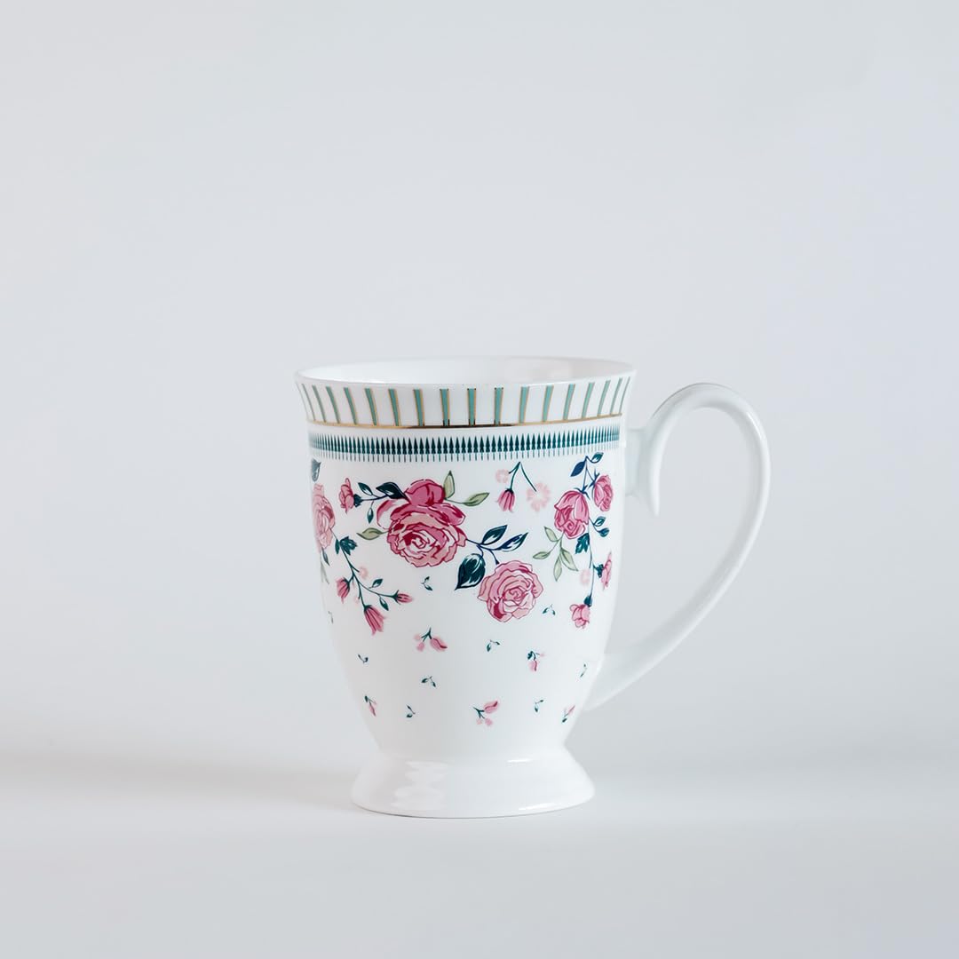 Magique by The Wishing Chair x ClayCraft : Portrait of a Rose Ceramic Coffee Mug – 300 ml | Handcrafted Floral Design Cup | Elegant Lightweight Tea Mug | Dishwasher Safe | Ideal Gift for Loved Ones