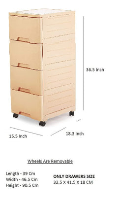 ARISTO Xtra Large 4 Drawer Plastic Modular Chest Storage Organizer,Grey Color