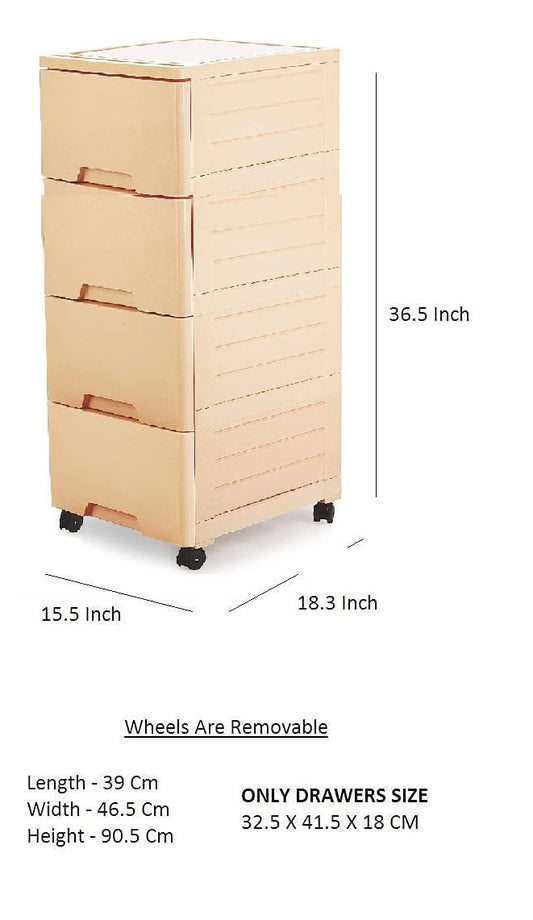 ARISTO Xtra Large 4 Drawer Plastic Modular Chest Storage Organizer,Grey Color