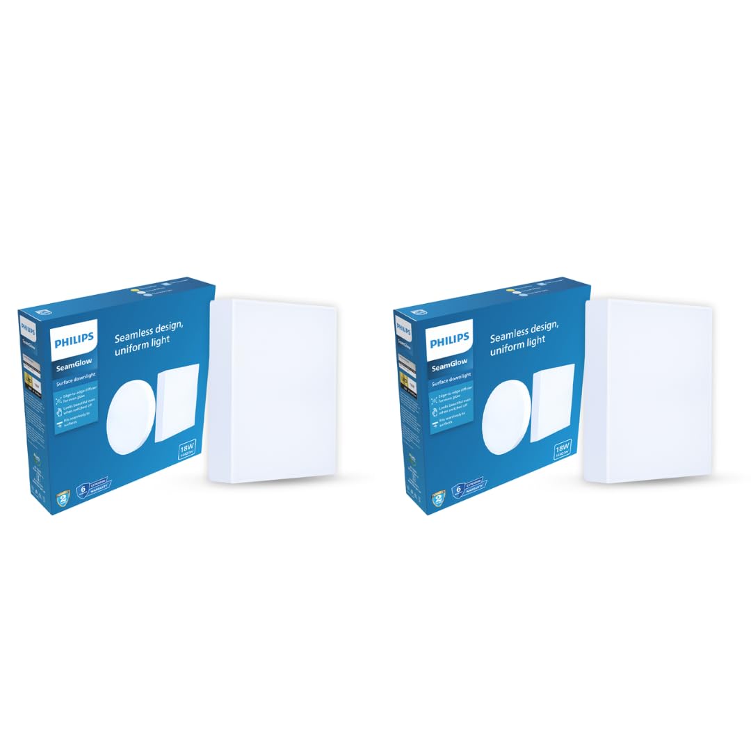 Philips 18W SeamGlow Square LED Surface Downlight (Pack of 2)