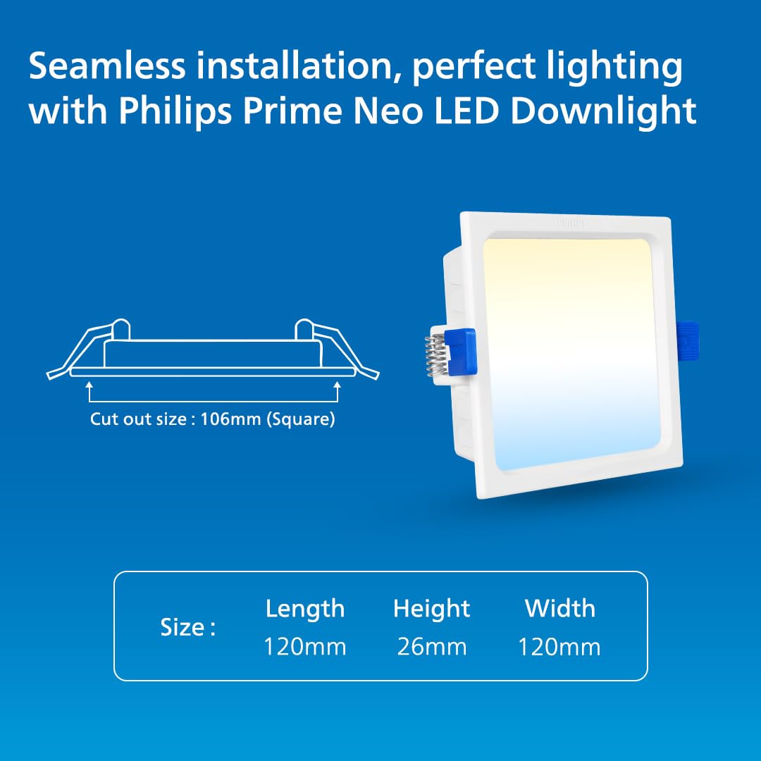 Philips 10W Square Wi-Fi Smart LED Ceiling Light for Home with Music Sync Function (Pack of 2)