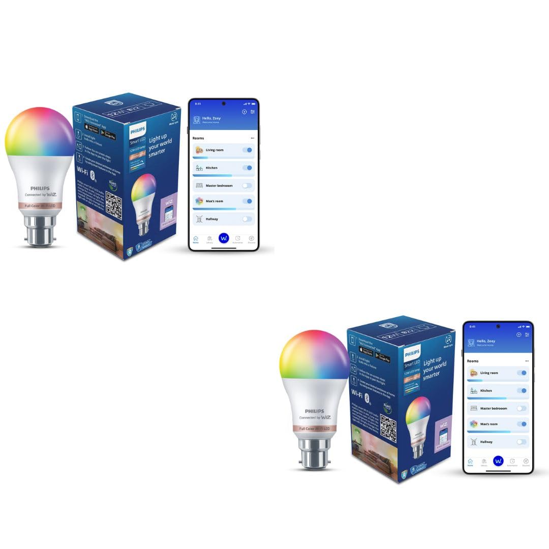 PHILIPS WiZ Neo 12W B22 Wi-Fi & Bluetooth LED Smart Bulb with Music Sync, Compatible with Amazon Alexa & Google Assistant, 16 Million Colours & Motion Sensing Technology | Pack of 1