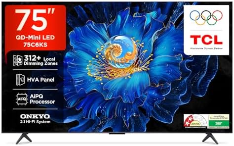 TCL 189 cm (75 inches) 4K Ultra HD Smart QD-Mini LED Google TV 75C6KS