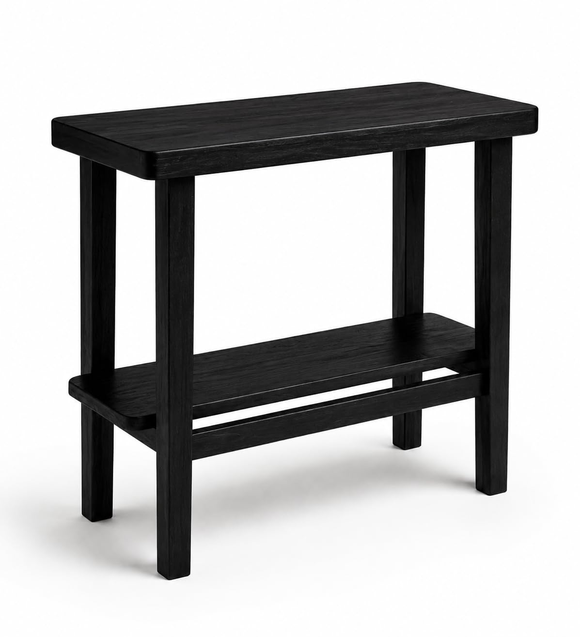 Solid Sheesham Wood C Shape Side Table for Living Room | Modern Sofa End Table | Wooden Laptop Table for Bed | 