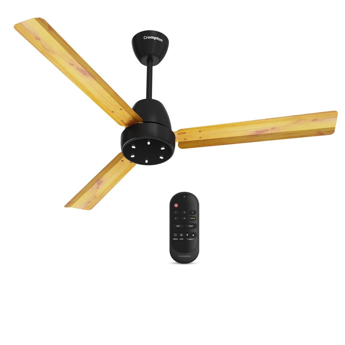 Crompton Energion Niteo 1200 mm BLDC Ceiling Fan | Warm Ambient LED Indicators | Remote Control | BEE 5 Star Energy Rating | Superior Air Delivery | 4 Year Manufacturer Warranty | Matte Black