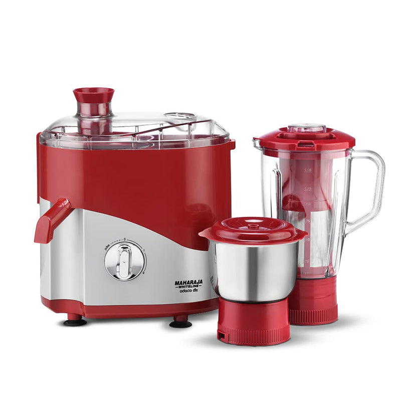 Maharaja Whiteline Odacio Prime Juicer Mixer Grinder with 3 Jars, Motor, Superior Stainless Steel Mesh, High Grade Plastic Lid for More Durability, 2 Year Warranty (Blue & White)