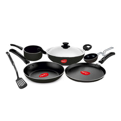 Pigeon Favourite 7 Piece Non-Stick Cookware Gift Set - Fry Pan, Kadhai, Lid, Sauce Pan, Spatula, Tadka Pan