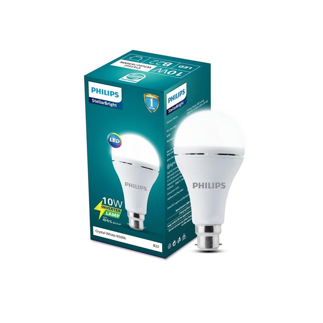 Philips 10W B22D LED Emergency Inverter Bulb (Cool Day Light/Crystal White, Pack of 1)