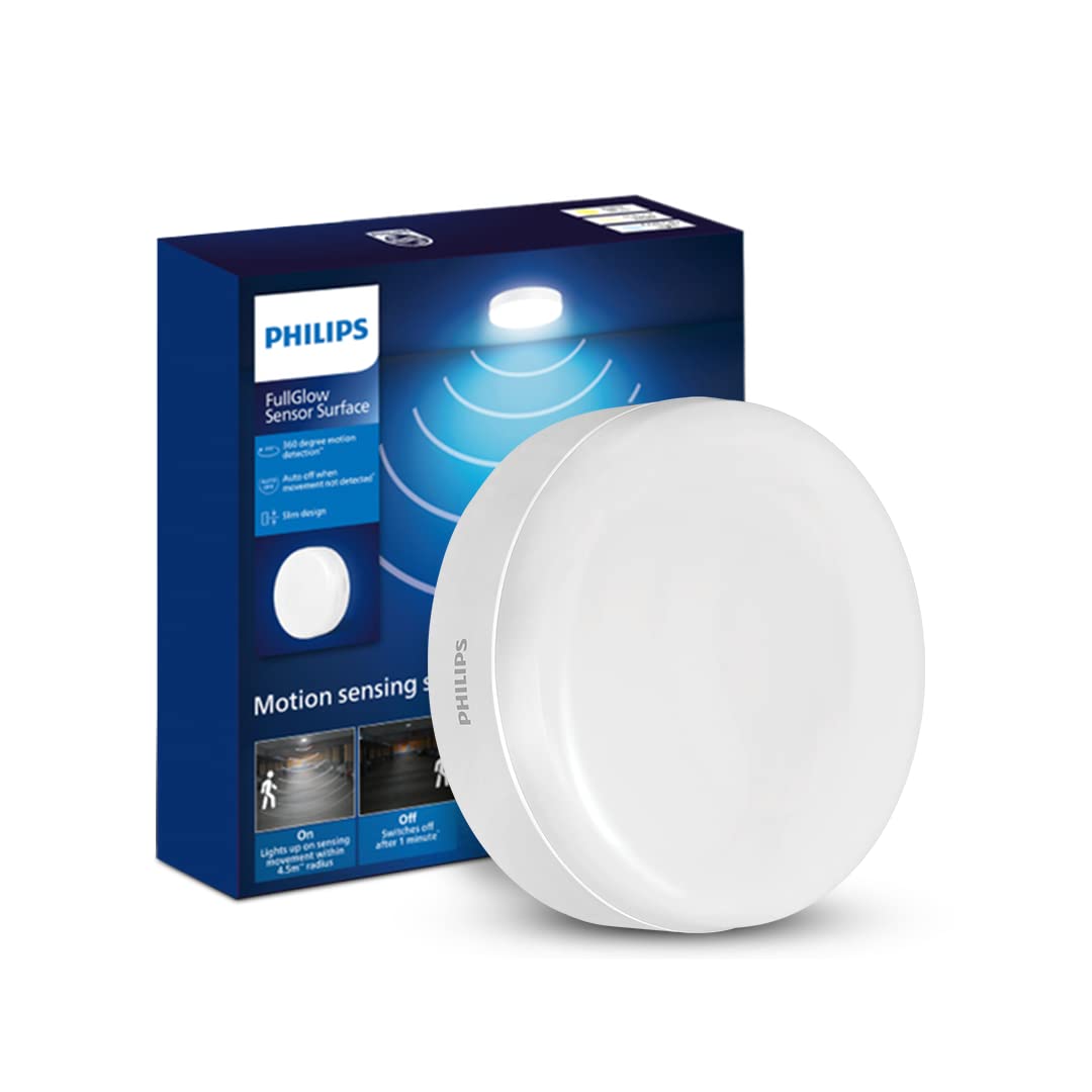 Philips Polycarbonate Full Glow Motion Sensor 15-watt Round LED Surface Downlighter