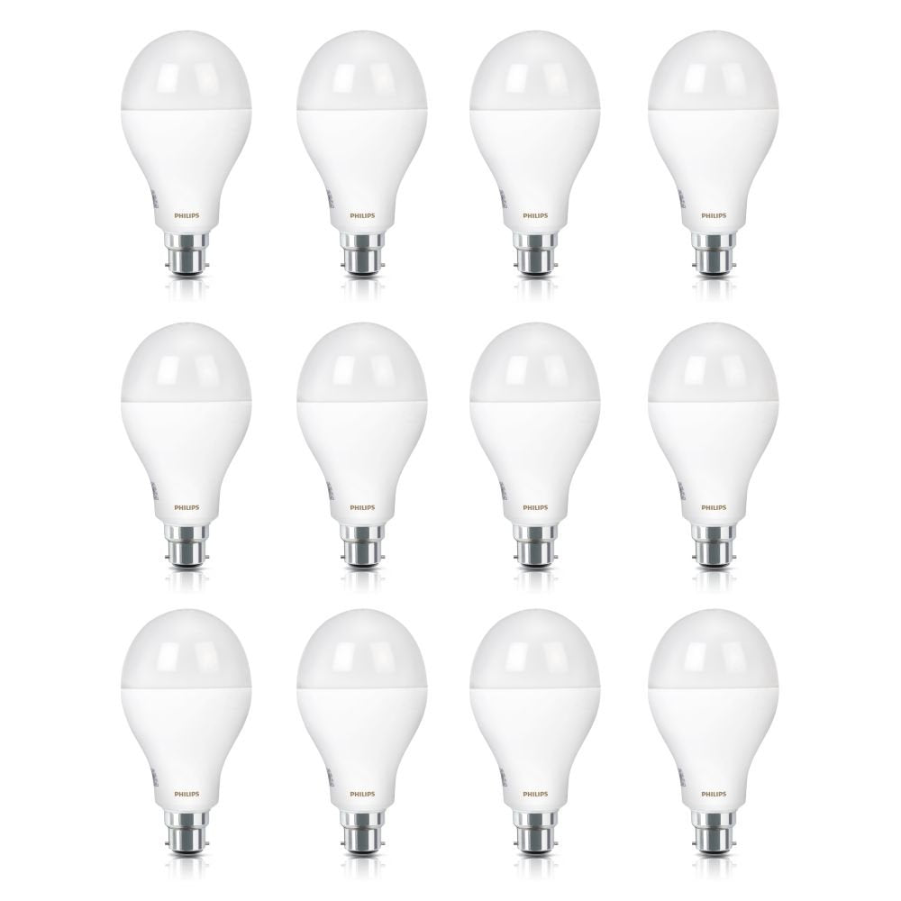 Philips Stellar Bright Base B22 12-Watt LED Bulb (Pack of 12, Warm White)