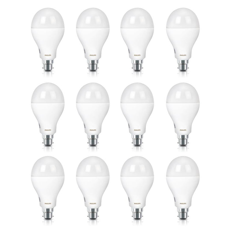 Philips Stellar Bright Base B22 12-Watt LED Bulb (Pack of 12, Warm White)
