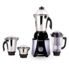 Wonderchef Galaxy Mixer Grinder 1000 W 100% Copper Motor, 4 Stainless Steel Jars, Black & Grey, 5 Years Warranty