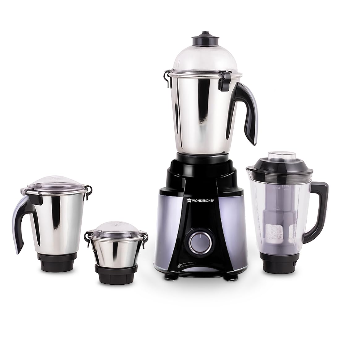 Wonderchef Vista Mixer Grinder | 4 Multi-purpose Jars | 750W | Sharp Stainless-steel Blades | For Masalas, Chutneys, Fresh Fruit Juices | 3-Speed Control | Advanced Safety Features | 2-Year Warranty