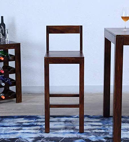 Solid Wooden Bar Chair | Hotel Bar Counter Chair | Cafe Bar Chair in Provincial Light Walnut Finish