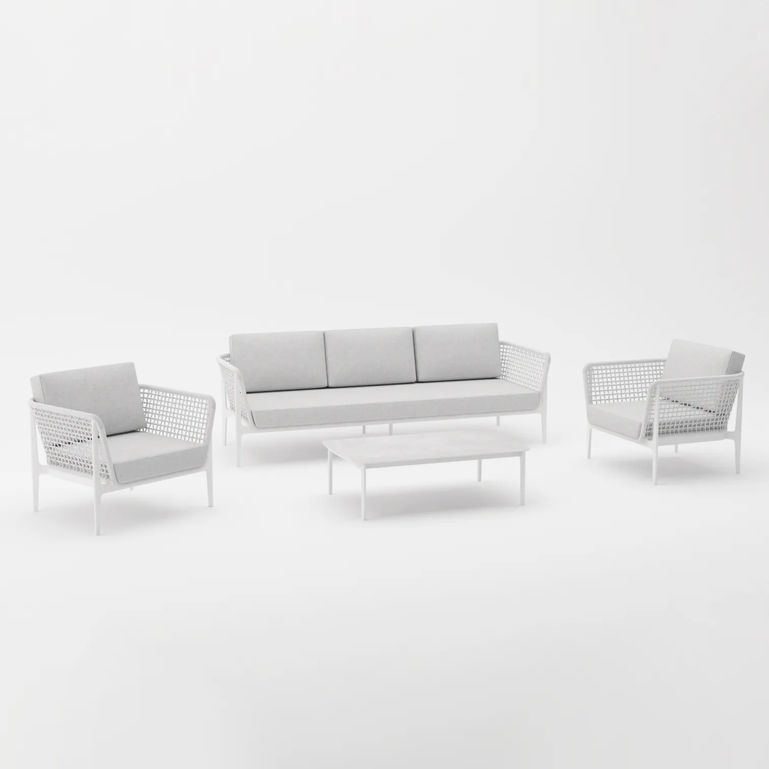 Fadad Outdoor Garden Balcony Sofa Set  2 Seater, 2 Single seater and 1 Center Table Set, Braid & Rope(Grey)