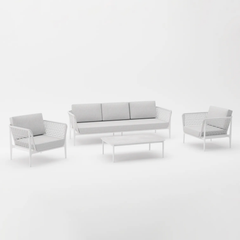 Fadad Outdoor Garden Balcony Sofa Set  2 Seater, 2 Single seater and 1 Center Table Set, Braid & Rope(Grey)