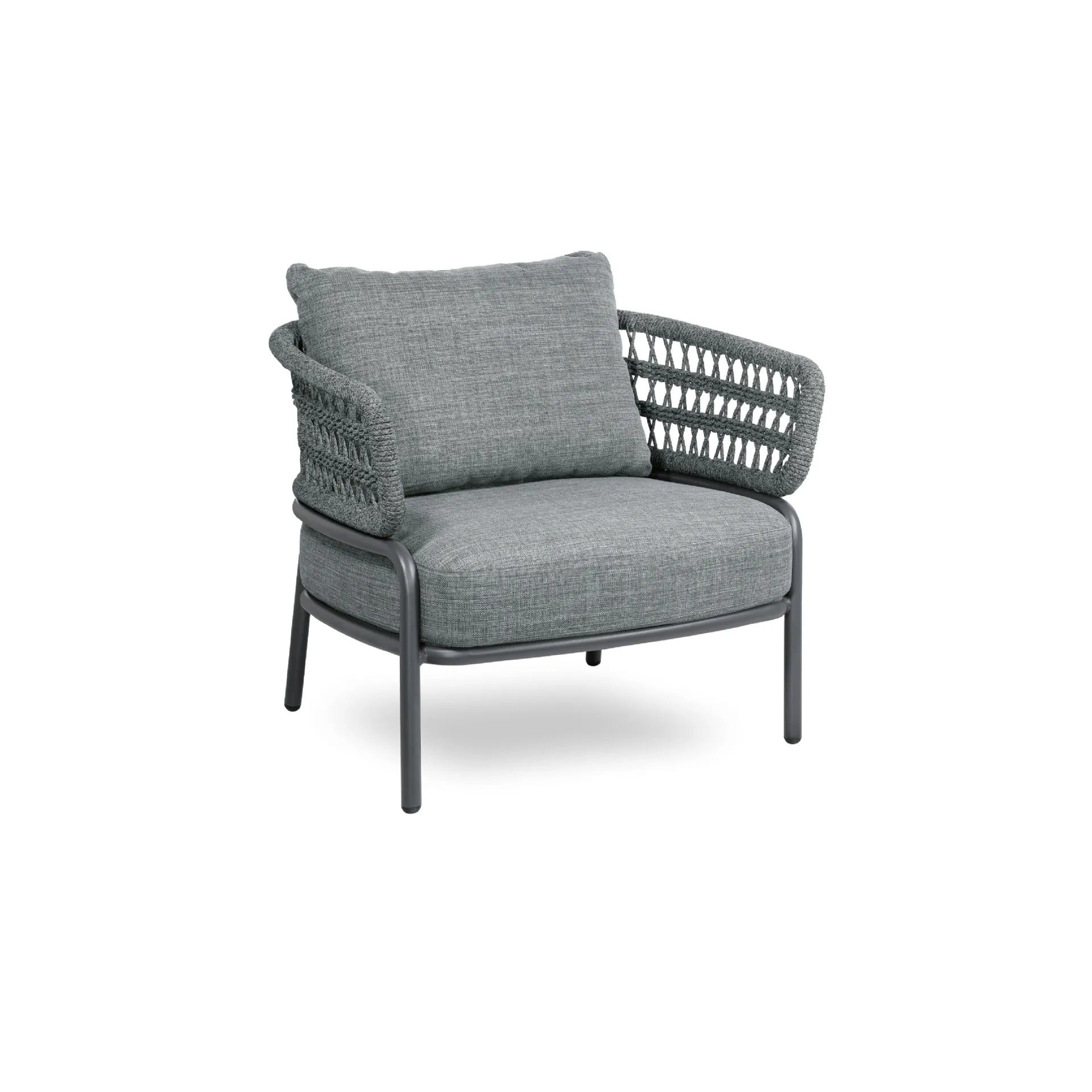 Hauwa Outdoor Garden Balcony Sofa Set 2 Seater , 2 Single Seater 1 Center Table Set Braid & Rope (Dark Grey)