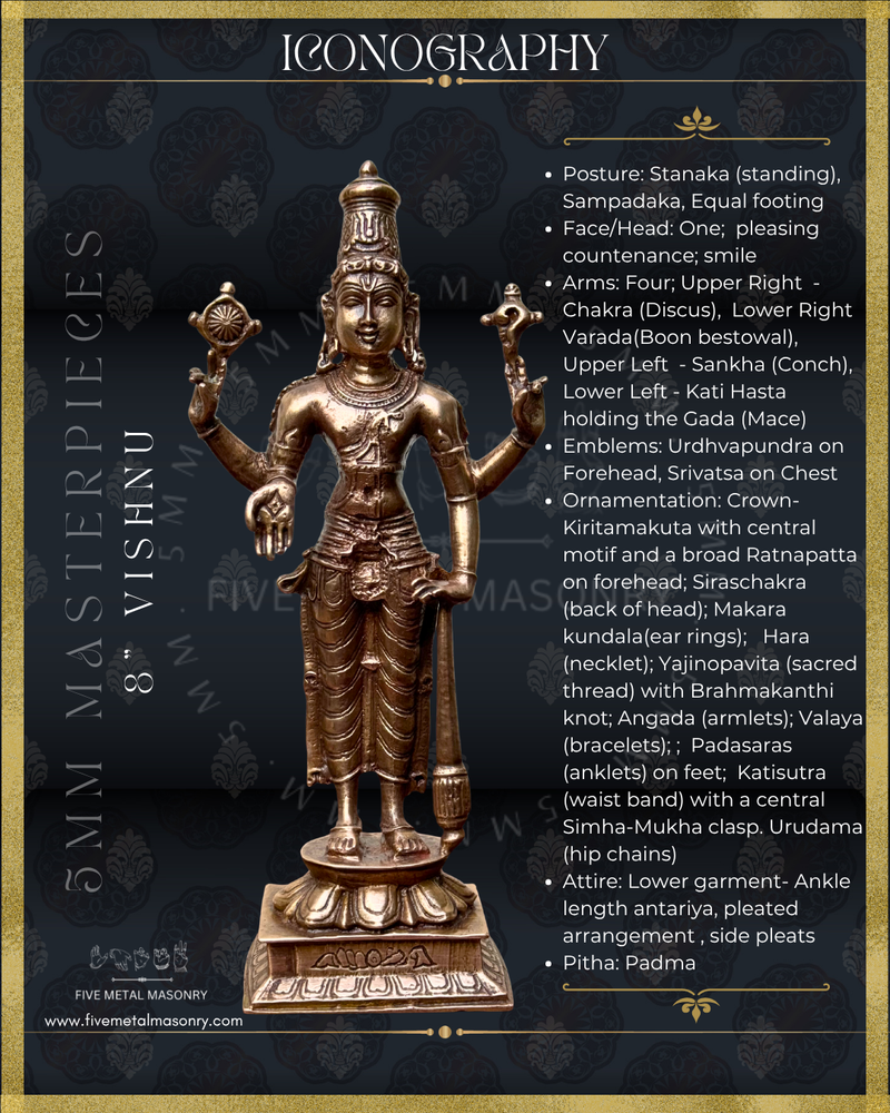 Vishnu Panchaloha Bronze Icon - 8" - Masterpieces Collection